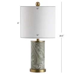 20.5" Ceramic Swirl Table Lamp (Includes LED Light Bulb) Green - JONATHAN Y: Brass Pedestal, Linen Shade, No Assembly Required -Furniture store GUEST 7cffb023 990c 4684 bcd9 2de34d86b61b
