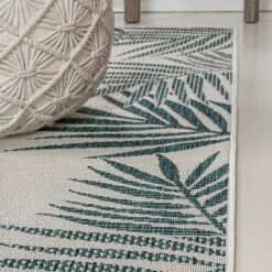 Isla Coastal Cottage Palm Frond Border Indoor/Outdoor Area Rug - JONATHAN Y -Furniture store GUEST 7d0a6ee4 f5a0 46b9 b689 e8a7c8eea6cb