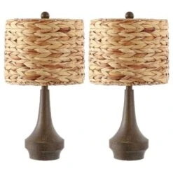 Set Of 2 21" Theodore Rustic Farmhouse Handwoven Rattan/Resin Table Lamps (Includes LED Light Bulb) Brown Wood Finish - JONATHAN Y: Boho Style -Furniture store GUEST 7f04bc18 5dc6 4398 bdaf 55795c3aaec5