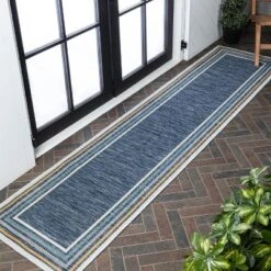 JONATHAN Y Pollux Classic Coastal Mitred Stripe Reversible Machine-Washable Indoor/Outdoor Area Rug -Furniture store GUEST 809f9bdd a06f 443d 803c 6f1e62c59c4a