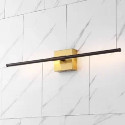 28" Makena Dimmable Integrated LED Modern Metal Wall Sconce Oil Rubbed Bronze/Brass Gold - JONATHAN Y