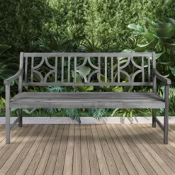 Sloane 3-Seat Ogee Diamond-Back Acacia Wood Outdoor Garden Patio Bench - JONATHAN Y -Furniture store GUEST 841a5a72 9d98 4a55 af8b 82bd45fa959d