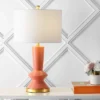 Ceramic/Iron Contemporary Glam Table Lamp (Includes LED Light Bulb) Coral/Brass - JONATHAN Y