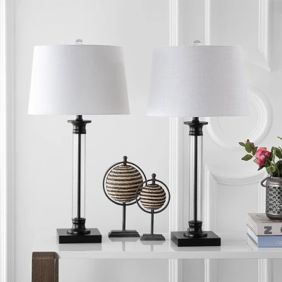 30" (Set Of 2) Mason Glass/Metal Table Lamp (Includes LED Light Bulb) Black - JONATHAN Y 2 30" (Set Of 2) Mason Glass/Metal Table Lamp (Includes LED Light Bulb) Black - JONATHAN Y - Image 2