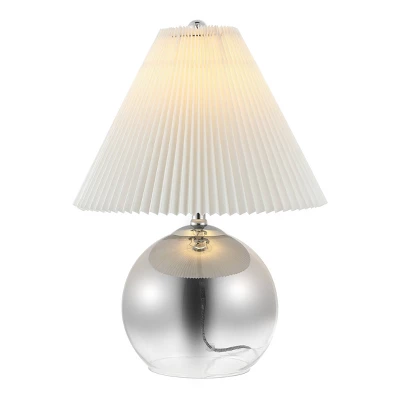 22.5" Louisa MidCentury Round Glass/Iron Pleated Shade Table Lamp (Includes LED Light Bulb) Smoke Gradient/Chrome - JONATHAN Y 1 22.5" Louisa MidCentury Round Glass/Iron Pleated Shade Table Lamp (Includes LED Light Bulb) Smoke Gradient/Chrome - JONATHAN Y