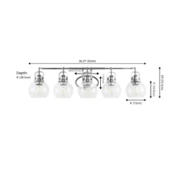 36.25" 5-Light Shirley Metal/Seeded Glass Vanity Light Chrome - JONATHAN Y: ETL Listed, LED Compatible -Furniture store GUEST 88feefd5 2c04 41f2 8576 891fdc1e0509