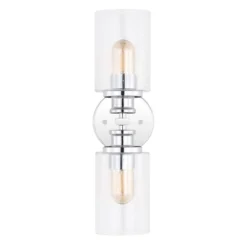 16.5" LED 2-Light Jules Edison Cylinder Iron/Seeded Glass Contemporary Wall Sconce Chrome - JONATHAN Y: Modern Vanity Lighting For Bathroom -Furniture store GUEST 8a3f4e5c a38f 46f8 a876 62b0287ef54e