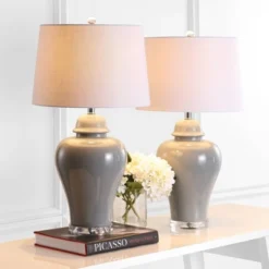 Set Of 2) 27.25" Winnie Ceramic Urn Table Lamp (Includes Energy Efficient Light Bulb) - JONATHAN Y