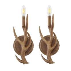 JONATHAN Y Cody (Set Of 2) 5.5" 1-Light Southwestern Bohemian Resin/Iron Faux Antler LED Sconces: Wall Mounted, UL Listed, 2700K Warm Light -Furniture store GUEST 8bdd32cc b4d4 4dd0 adf7 288599856b23