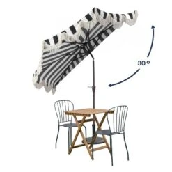 JONATHAN Y Beverly 9 Ft. Designer Classic Scalloped Fringe Half Market Patio Umbrella With Crank, Push Button Tilt And UV Protection -Furniture store GUEST 8ca4a5d4 601e 4677 8578 053cc2f9eccc