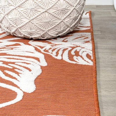 JONATHAN Y Tobago High-Low Two-Tone Monstera Leaf Floral Indoor/Outdoor Area Rug 7 JONATHAN Y Tobago High-Low Two-Tone Monstera Leaf Floral Indoor/Outdoor Area Rug - Image 7