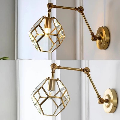 7.5" 1-Light Honeycomb Modern Contemporary Arm-Adjustable Iron/Glass LED Sconce Brass Gold/Clear - JONATHAN Y: UL Listed, Mid-Century Design 7 7.5" 1-Light Honeycomb Modern Contemporary Arm-Adjustable Iron/Glass LED Sconce Brass Gold/Clear - JONATHAN Y: UL Listed, Mid-Century Design - Image 7