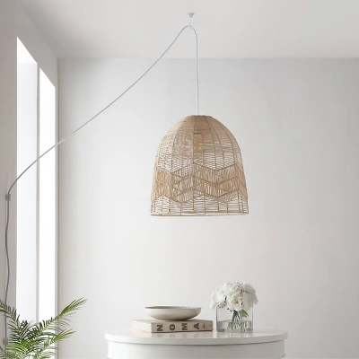 17.5" 1-Light Sofia Farmhouse Coastal Rattan LED Pendant Brown - JONATHAN Y 10 17.5" 1-Light Sofia Farmhouse Coastal Rattan LED Pendant Brown - JONATHAN Y - Image 10