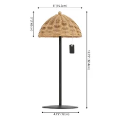 JONATHAN Y Tilly Modern Coastal Indoor/Outdoor Wicker Shade Rechargeable/Cordless Dimmable Integrated LED Table Lamp -Furniture store GUEST 8f7e9037 1932 409a b916 19642096ff48