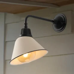 JONATHAN Y Croydon Farmhouse Industrial Indoor/Outdoor Iron LED Gooseneck Arm Outdoor Sconce