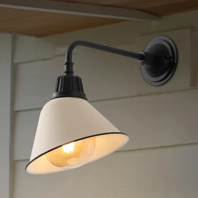 JONATHAN Y Croydon Farmhouse Industrial Indoor/Outdoor Iron LED Gooseneck Arm Outdoor Sconce 1 JONATHAN Y Croydon Farmhouse Industrial Indoor/Outdoor Iron LED Gooseneck Arm Outdoor Sconce