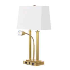 JONATHAN Y Blaire 23.75" 2-Light Metal Table Lamp With USB Charging Port Adjustable Light (Includes LED Light Bulb) -Furniture store GUEST 8fd70e87 0cbe 4907 980b 93256ce1682f