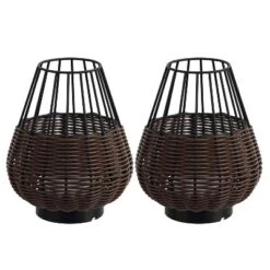 JONATHAN Y Elian 10" Decorative Indoor/Outdoor Faux Wicker Rechargeable/Cordless Dimmable Integrated LED Table Lamp -Furniture store GUEST 912d28a0 1fcc 47c4 88b4 960f58621a6f