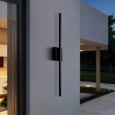 JONATHAN Y Vara Modern Minimalist Indoor/Outdoor Metal 350-Degree Rotate Dimmable Integrated Linear LED Wall Sconce 7 JONATHAN Y Vara Modern Minimalist Indoor/Outdoor Metal 350-Degree Rotate Dimmable Integrated Linear LED Wall Sconce - Image 7