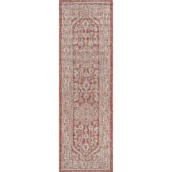 Sinjuri Medallion Textured Weave Indoor/Outdoor Area Rug - JONATHAN Y