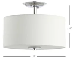 15" Marc Metal/Linen LED Semi-Flush Mount Chrome (Includes Energy Efficient Light Bulb) - JONATHAN Y -Furniture store GUEST 9532ed43 d4bb 4ed5 9b49 9a9a73d440db