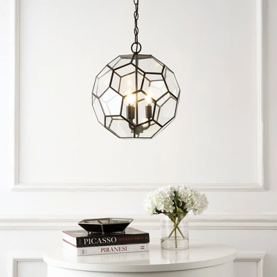 13.5" 3-Light Bee Modern Farmhouse Iron/Glass LED Pendant Oil Rubbed Bronze/Clear - JONATHAN Y 2 13.5" 3-Light Bee Modern Farmhouse Iron/Glass LED Pendant Oil Rubbed Bronze/Clear - JONATHAN Y - Image 2