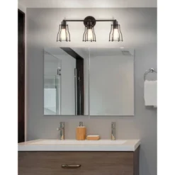 24" Evelyn Industrial Vanity Wall Light, Black - JONATHAN Y: 3-Light, Metal, ETL Listed, No Shade -Furniture store GUEST 977b08d4 577a 4116 9e4f 61f127c65fcc
