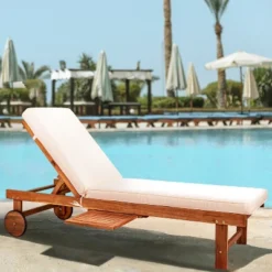Seabrook 69 X 24 Inch Outdoor Acacia Wood Lounger With Cushion, 5-Position Back, Slide Table & Wheels -JONATHAN Y 13 Seabrook 69 X 24 Inch Outdoor Acacia Wood Lounger With Cushion, 5-Position Back, Slide Table & Wheels -JONATHAN Y -Furniture store GUEST 977bc4d6 c7f6 4753 b616 87ead0537d15