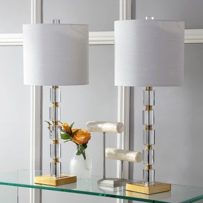 (Set Of 2) 28.5" Crystal Claire Table Lamps (Includes LED Light Bulb) Clear/Brass - JONATHAN Y 2 (Set Of 2) 28.5" Crystal Claire Table Lamps (Includes LED Light Bulb) Clear/Brass - JONATHAN Y - Image 2