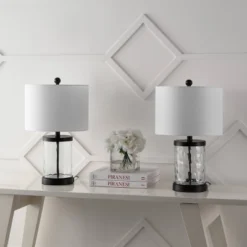 Set Of 2 21" Alexander Modern Iron/Water Glass Table Lamps With USB Port - JONATHAN Y: Bedroom Charging Station, Drum Shade 10 Set Of 2 21" Alexander Modern Iron/Water Glass Table Lamps With USB Port - JONATHAN Y: Bedroom Charging Station, Drum Shade -Furniture store GUEST 99bb29e4 321e 4932 ae0c a9e8a162948f