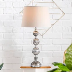 31" Glass Vivienne Triple Sphere Table Lamp (Includes LED Light Bulb) Gray - JONATHAN Y -Furniture store GUEST 9a2eb721 8e29 4b83 b04e f267ea7e640b