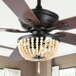52" Erin LED Ceiling Fan With Wood Beads & Remote, Reversible Blades - JONATHAN Y -Furniture store GUEST 9ae5ea7c 8b6d 4cb1 a24c aae6c1163147