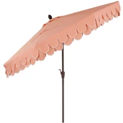 JONATHAN Y Tracy 9 Ft. Classic MidCentury Scalloped Fringe Market Patio Umbrella With Auto-Tilt, Crank, Wind Vent And UV Protection -Furniture store GUEST 9b2973fc 1cf3 4bb5 8a82 8bf6a596f7f2