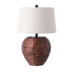 JONATHAN Y Alaro 24.5" Table Lamp: Hand-Woven, Beige Linen Shade, Rustic Metal Frame -Furniture store GUEST 9b534889 5cb4 4a82 ba29 51286ee1c2bb