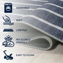 Rand Distressed Ticking Stripe Machine-Washable Area Rug - JONATHAN Y -Furniture store GUEST 9b63de58 0842 4d76 a26b 7a55a9e1ee76