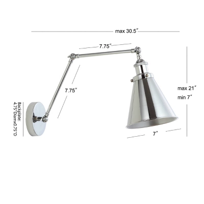 JONATHAN Y 7" Adjustable Arm Metal Rover Wall Sconce (Includes Energy Efficient Light Bulb) Silver: ETL Listed, Modern Design, Hardwired 3 JONATHAN Y 7" Adjustable Arm Metal Rover Wall Sconce (Includes Energy Efficient Light Bulb) Silver: ETL Listed, Modern Design, Hardwired - Image 3