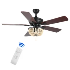 52" Erin LED Ceiling Fan With Wood Beads & Remote, Reversible Blades - JONATHAN Y -Furniture store GUEST 9e0a9a2c 75af 45ea 8380 12ce89bfa12d