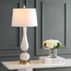 33.75" Glass Gillian Table Lamp (Includes LED Light Bulb) White - JONATHAN Y