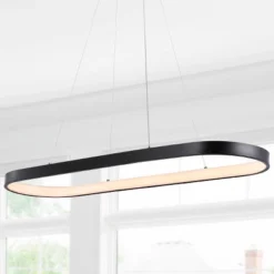 38.75" Nolan Modern Bohemian Iron Linear Integrated LED Pendant Black - JONATHAN Y