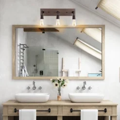 22.13" 3-Light Corbett Rustic Farmhouse Iron LED Vanity Oil Rubbed Bronze/Brown Wood Finish - JONATHAN Y 11 22.13" 3-Light Corbett Rustic Farmhouse Iron LED Vanity Oil Rubbed Bronze/Brown Wood Finish - JONATHAN Y -Furniture store GUEST a037c212 dccd 4291 a414 387a1b4c5727