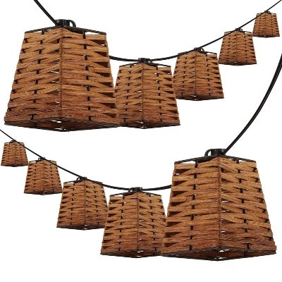 JONATHAN Y Quinn 10' 10-Light Incandescent G40 SQ Bamboo Shaded String Lights: UL Listed, Indoor/Outdoor Use 5 JONATHAN Y Quinn 10' 10-Light Incandescent G40 SQ Bamboo Shaded String Lights: UL Listed, Indoor/Outdoor Use - Image 5