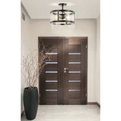 15" Iron And Glass Herndon Modern LED Flush Mount - Jonathan Y -Furniture store GUEST a12c8e0d e7c1 4c63 ae0c 8d6f785c2d2a