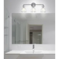 24" Evelyn Vanity Wall Light Chrome - JONATHAN Y: Industrial 3-Light Sconce, ETL Listed