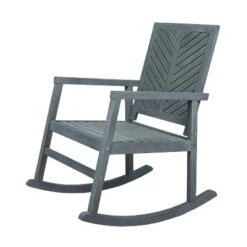 Ned Modern Chevron-Back Acacia Wood Patio Outdoor Rocking Chair - JONATHAN Y -Furniture store GUEST a138d497 6d98 4184 a723 e9ada2c12d30