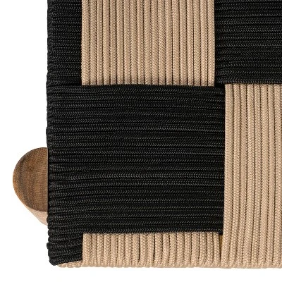 JONATHAN Y Denis 48" 2-Seat Backless 700-Lbs Support Acacia Wood Outdoor Bench With Checkerboard Woven Rope Seat 6 JONATHAN Y Denis 48" 2-Seat Backless 700-Lbs Support Acacia Wood Outdoor Bench With Checkerboard Woven Rope Seat - Image 6