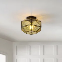 12.5" 1-Light Evelyn Vintage Farmhouse Iron/Glass LED Flush Mount Oil Rubbed Bronze - JONATHAN Y 13 12.5" 1-Light Evelyn Vintage Farmhouse Iron/Glass LED Flush Mount Oil Rubbed Bronze - JONATHAN Y -Furniture store GUEST a391ca0d 3cce 4b62 82dd 2be74fc56cba