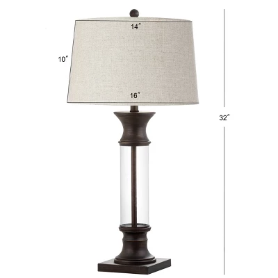 32" (Set Of 2) Hunter Metal/Glass Table Lamp (Includes Energy Efficient Light Bulb) - JONATHAN Y 3 32" (Set Of 2) Hunter Metal/Glass Table Lamp (Includes Energy Efficient Light Bulb) - JONATHAN Y - Image 3