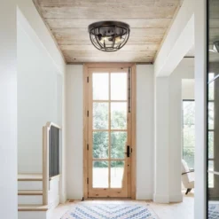 15.75" 3-Light Lyla Rustic Farmhouse Iron LED Flush Mount Wood Finished/Oil Rubbed Bronze - JONATHAN Y -Furniture store GUEST a4ad1158 87c6 47c1 b1b1 28b1ff01b560