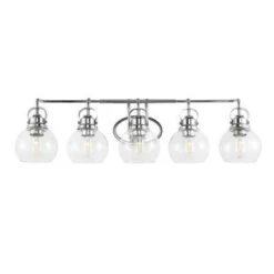 36.25" 5-Light Shirley Metal/Seeded Glass Vanity Light Chrome - JONATHAN Y: ETL Listed, LED Compatible -Furniture store GUEST a6e11657 aff5 474d add3 babe5a0e8a23