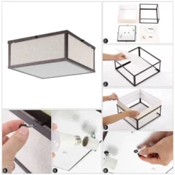 14.13" 2-Light Grant Minimalist Industrial Square Linen Iron LED Flush Mount Bronze/Beige - JONATHAN Y: UL Listed, Hardwired, Modern Decor 13 14.13" 2-Light Grant Minimalist Industrial Square Linen Iron LED Flush Mount Bronze/Beige - JONATHAN Y: UL Listed, Hardwired, Modern Decor -Furniture store GUEST aa1e38a5 f442 4538 8eb8 de96ea9ed4c5